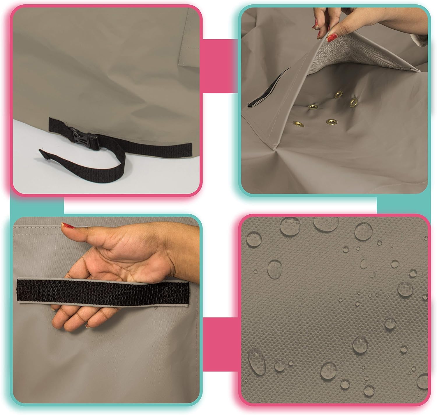 Dumpster Cover 12 Oz Waterproof - 100% Weather Resistant Garbage Can Top Cover with 4 Corner Elastic - Customize Patio Cover/Dumpster Tarp with Logo & Image (65" W x 36" D x 10" H, Beige)