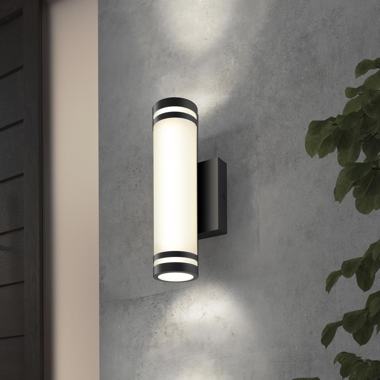 artika Bradley 12 Watts Integrated LED Modern Indoor or Outdoor Wall Light Fixture, Matte Black 800 Lumens 3000-4000-5000 Kelvin Weatherproof No Bulb Required