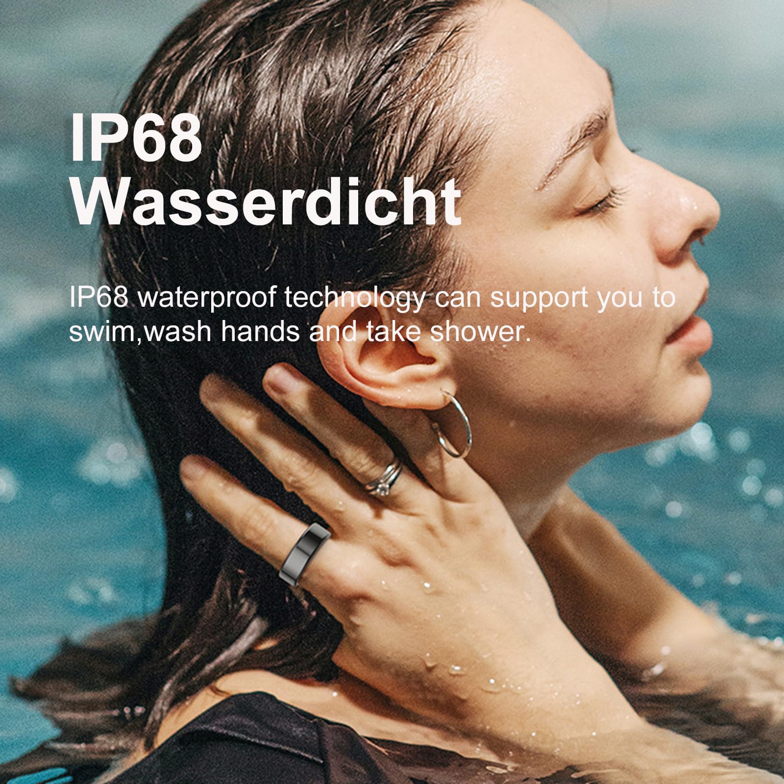 findtime Smart Ring Fitness Ring Tracker Smartringe für Herren Damen IP68 Wasserdicht Tracking Ring mit Podómetro Kalorien Herzquenz Schlaftracker SmartRing Android iOS