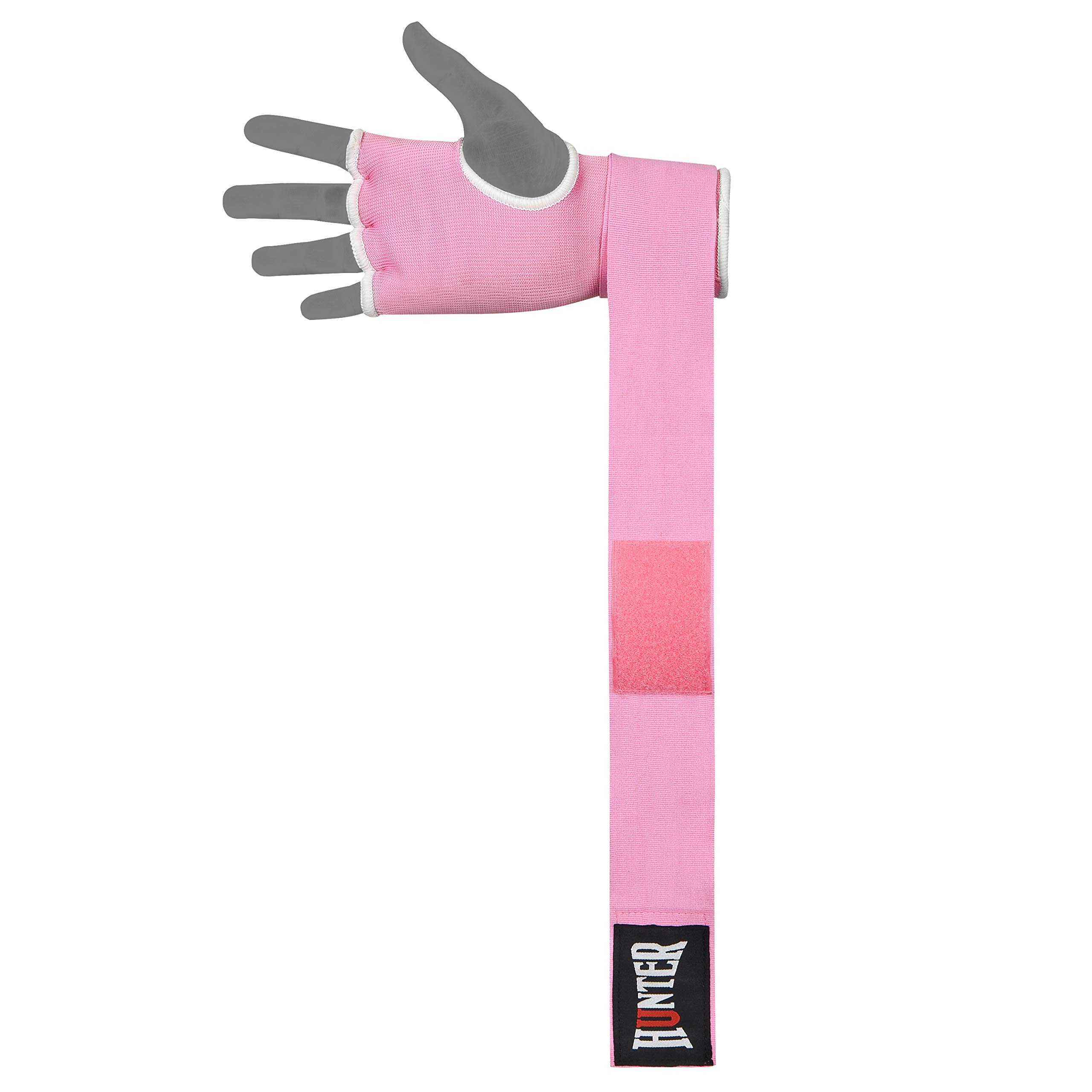 HUNTER Gel Padded Inner Gloves with Hand Wraps for Boxing (Set of 2 Gloves) (Pink, S/M)