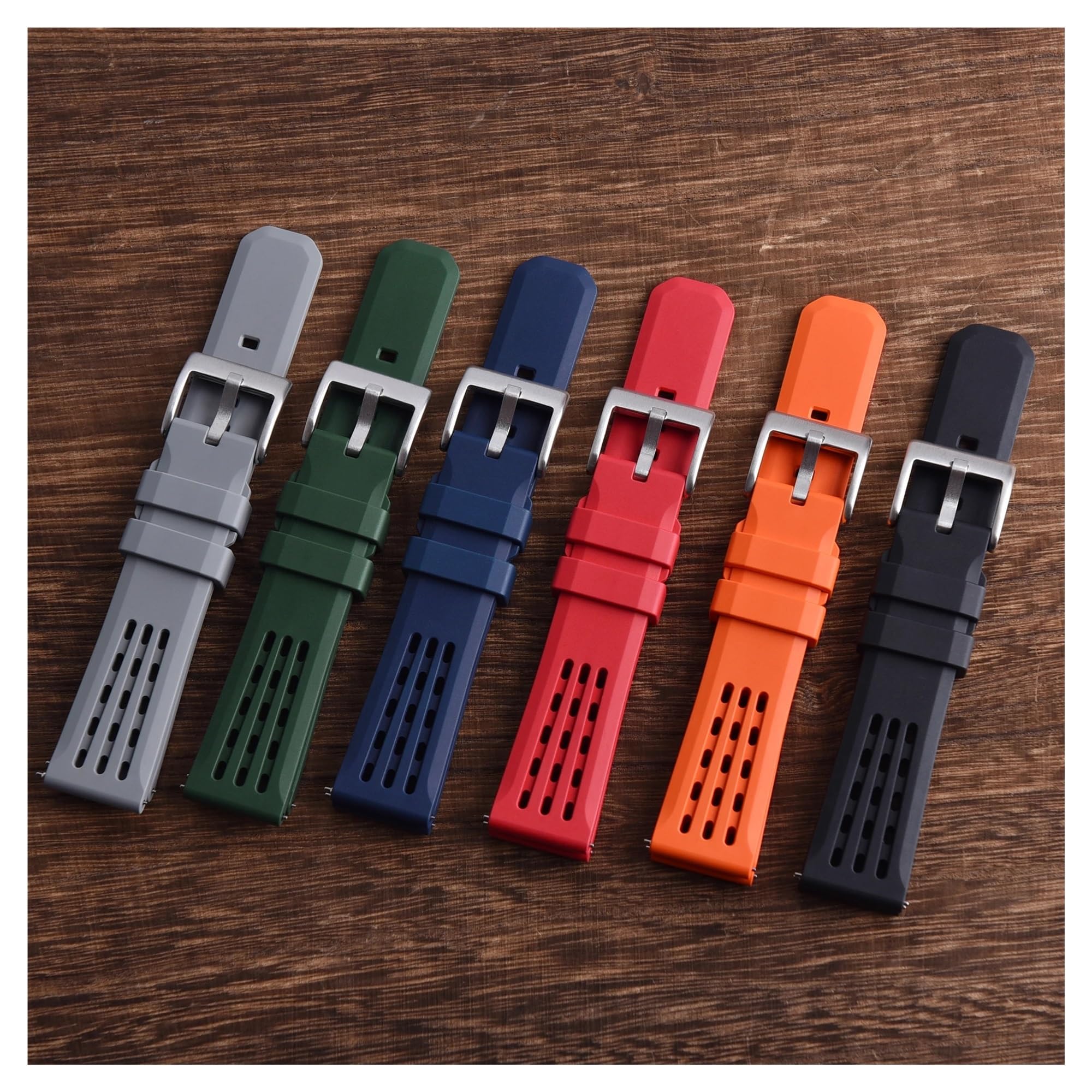 Cinturino per orologio in caucciù al fluoro FKM poroso di alta qualità | Cinturino FKM poroso a sgancio rapido, vestibilità precisa (nero)