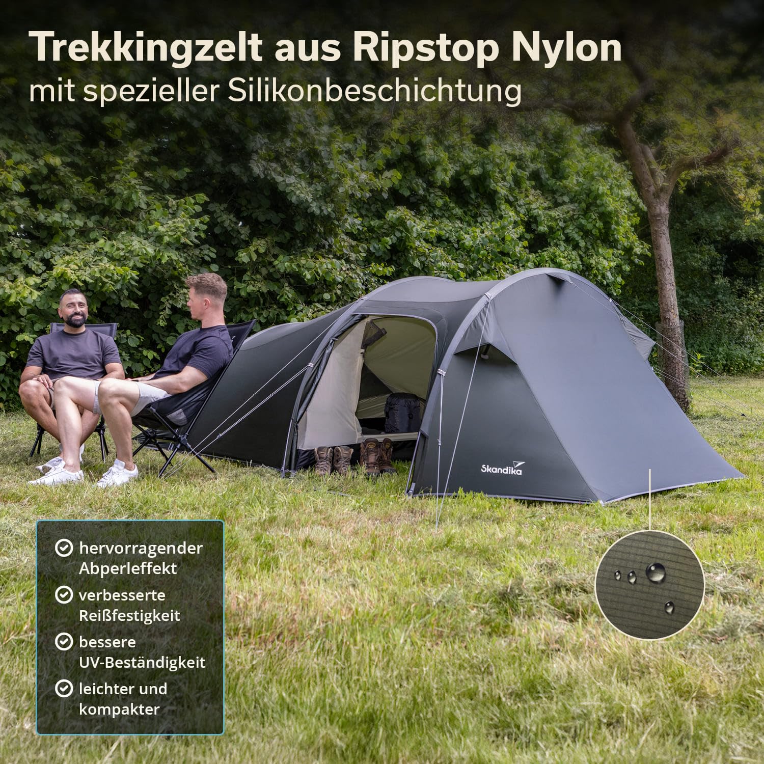 Skandika Trekkingzelt Oteren/Vatn | Camping Zelt für 2-3 Personen, Ultraleicht, kleines Packmaß, wasserdicht, 3000 mm Wassersäule, Tunnelzelt | Trekking, Wandern, Angeln, Outdoor
