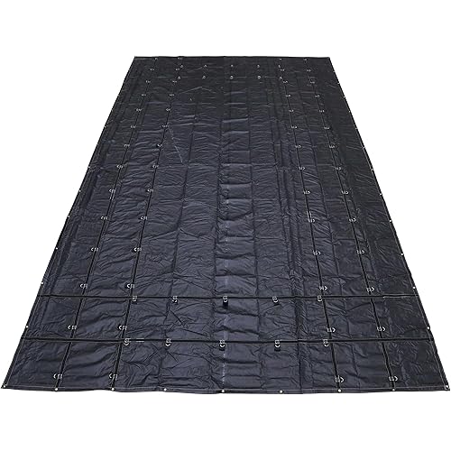 US Cargo Control Heavy-Duty Steel Tarp - 16 Foot x 27 Foot Flatbed Tarp - Black 18 Ounce PVC-Coated Polyester Waterproof Material - Protects Your Flatbed Trailer Cargo from Wind, Snow, Rain, and Sun
