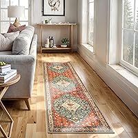 Vista 3 de Lahome Alfombra de camino de cocina lavable con diseño tribal bohemio de 2 x 8 pies, alfombra suave para pasillos, antideslizante, estilo vintage