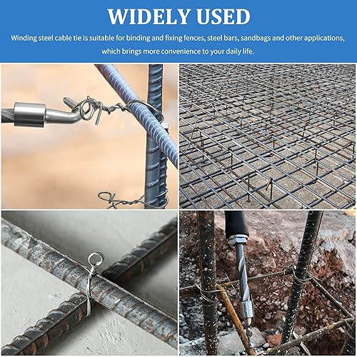 Miniatura 4 de Bridas de barra de refuerzo de doble bucle, calibre 16, alambre con barra de refuerzo de 6 pulgadas (1000)