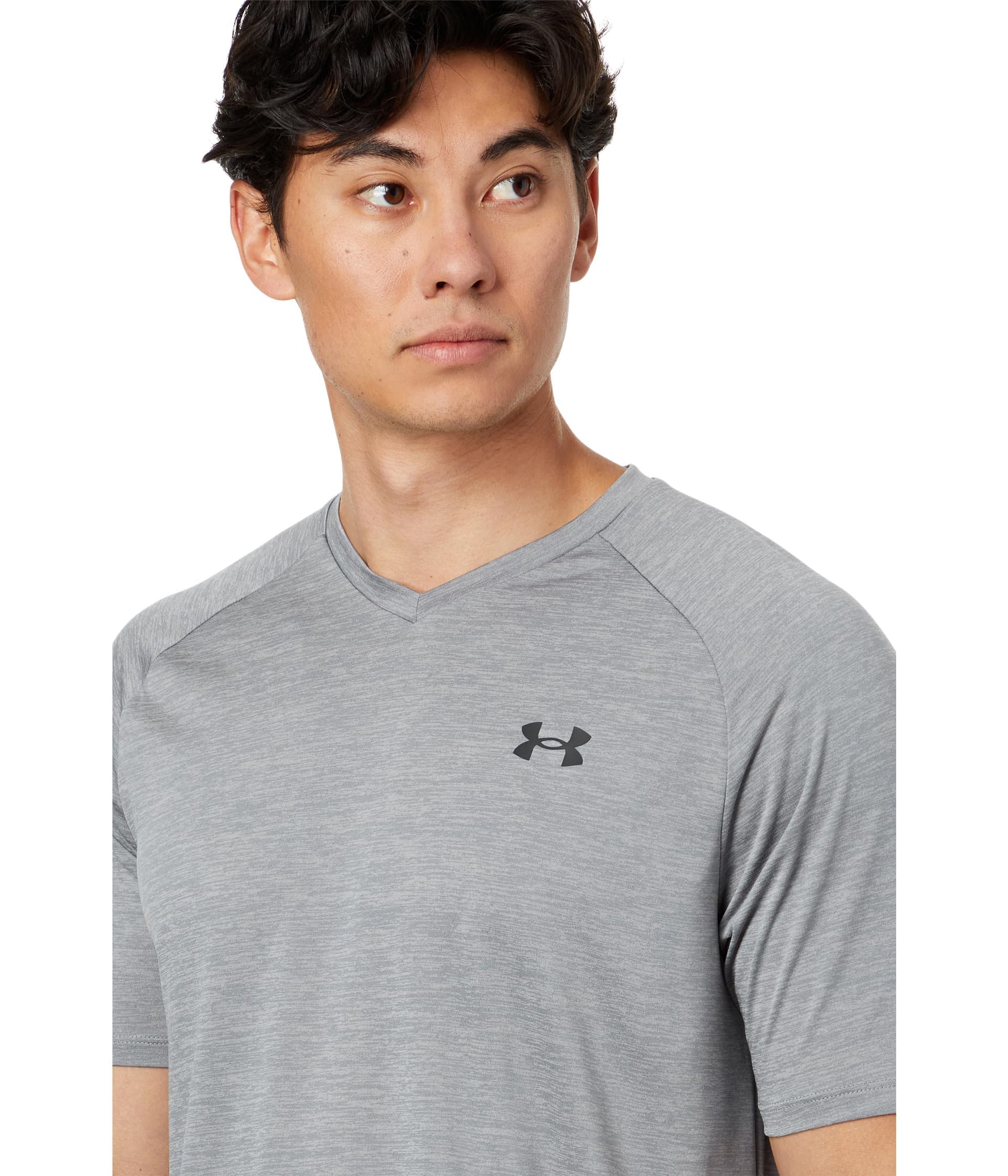 Under Armour Men's Tech 2.0 V-Neck Short-Sleeve T-Shirt, Steel (035)/Black, X-Small