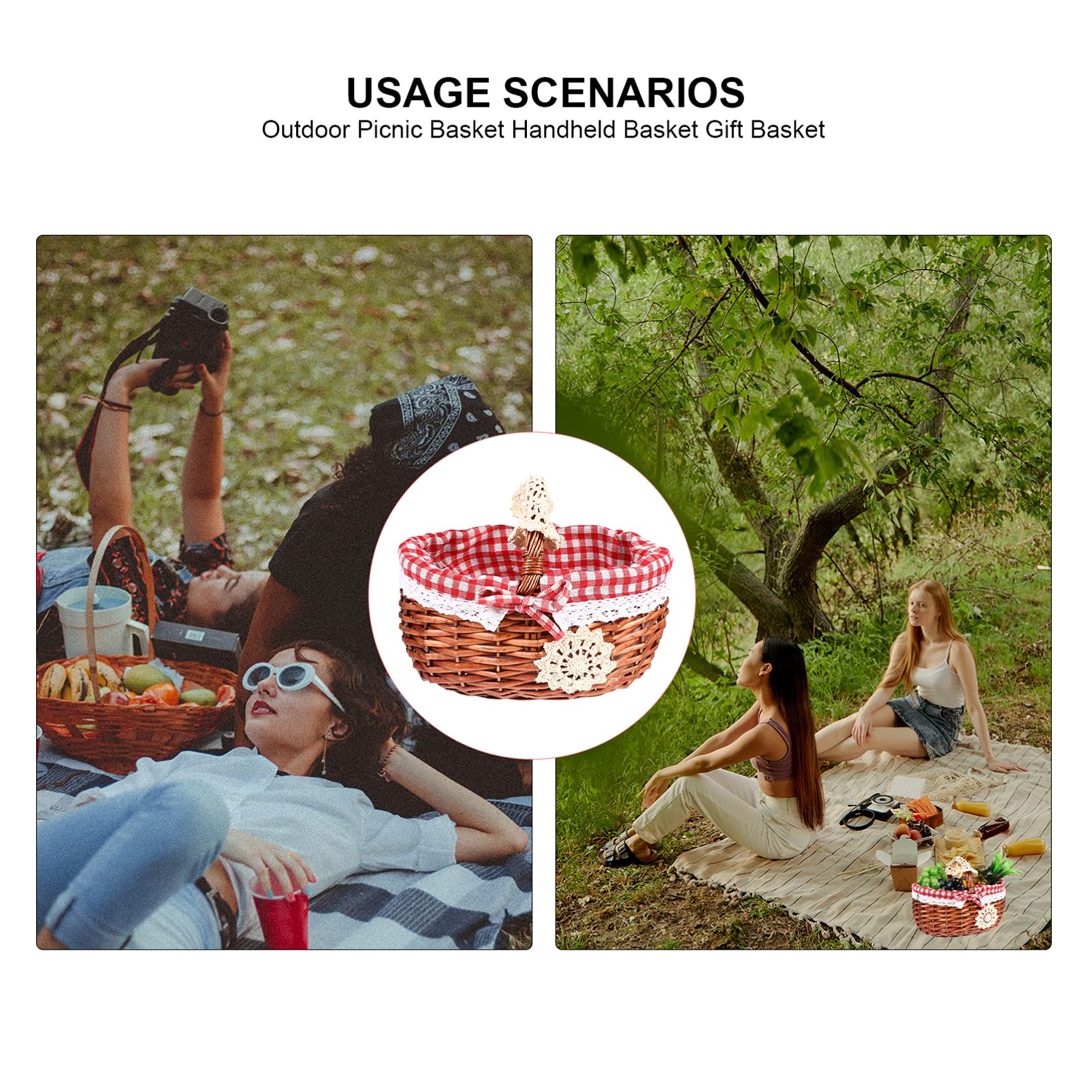 Generico Cestino Pasquale Decorazioni Pasquali Cestino da Giardino per Raccogliere Uova Pasquali Picnic con Manici Pieghevoli Cestino da Picnic in Salice Bambini Cesto di Uova di Pasqua C