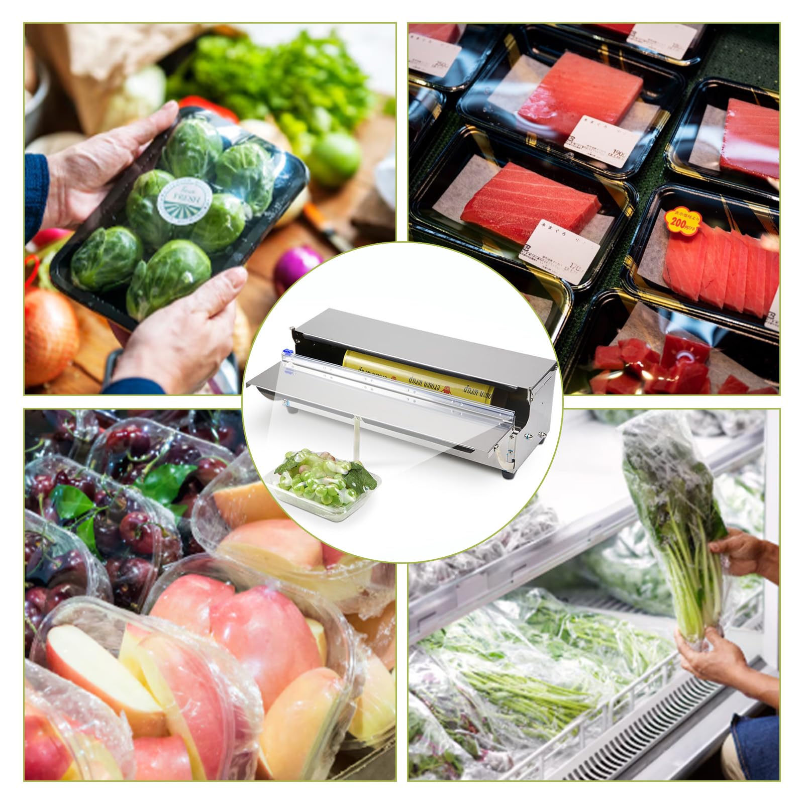 Máquina Envolvedora De Film De 450 Mm, Envasadora de Frescos Comercial | Film de Alimentos Frescos Comercial, para Verduras Frutas Carne Supermercados