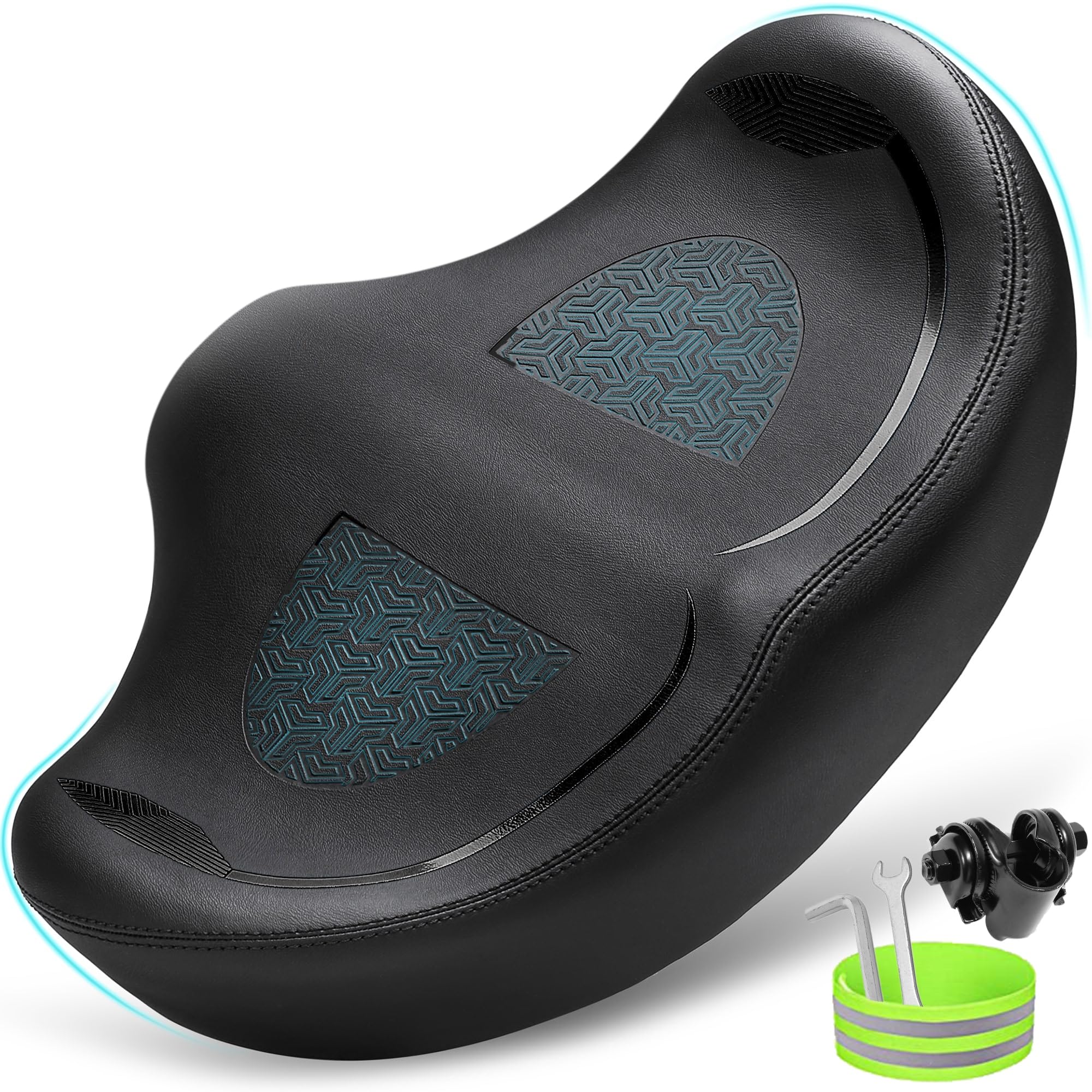 Photo 1 of CDYWD Noseless Oversized Bike Seat for Men Women Comfort, Extra Wide Padded Bicycle Seat Cushion, Large Comfortable Bike Saddle for Peloton, Stationary Exercise Bike, Beach Cruiser, City Bike, Ebike
