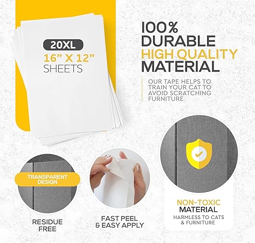 Miniatura 4 de Paquete de 20 protectores de muebles antiarañazos para gatos, protector de sofá para gatos, cinta disuasoria de entrenamiento para arañazos de sofá,