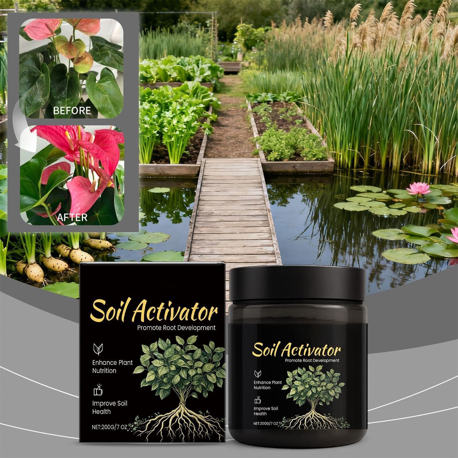 Activador De Suelo Para Plantas, Acondicionador De Suelo, Promueve El Crecimiento Las Raíces Para Jardín, Patios, Granjas, Patios Interiores, Balcones, Terrazas, Céspedes Y Jardines