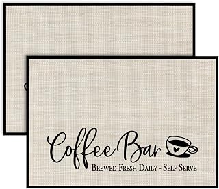 Artoid Mode Coffee Bar Mats Set of 2, 12x18 Inch Washable Non-Slip Plastic PVC Vinyl Table Mats for Coffee Machine, Countertops