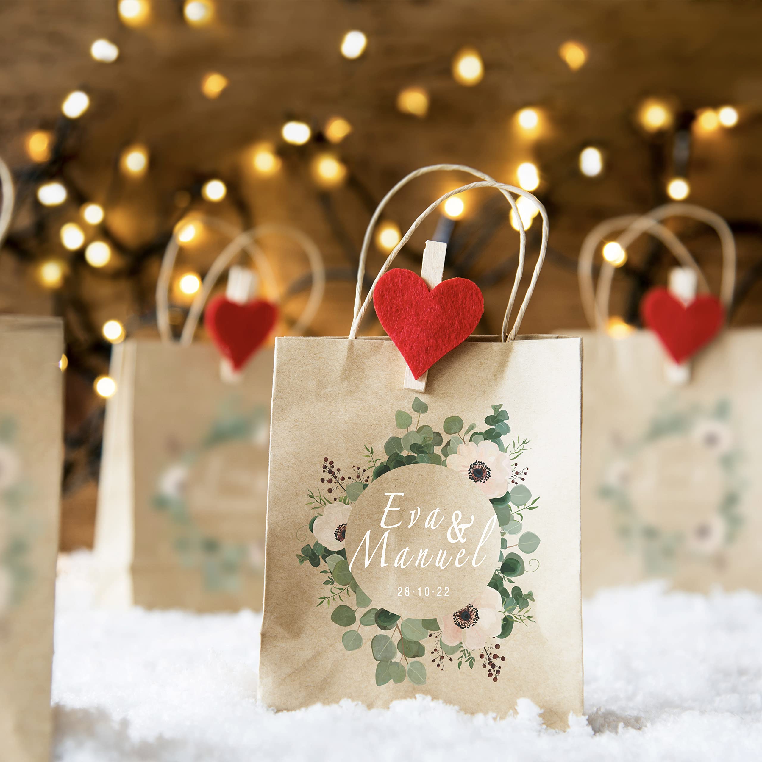 Packung mit 10 personalisierten Papiertüten | Logo-Taschen | Liefern Sie Ihre Produkte in der besten Präsentation | Taschen in verschiedenen Größen für Geschäft, Geschenk, Take Away (klein 21 x 22,5 x