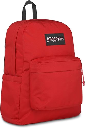 JanSport - Mochila Superbreak Plus para escuela, trabajo, viajes o para la laptop, con bolsillo para botella de agua, estampado Red Tape