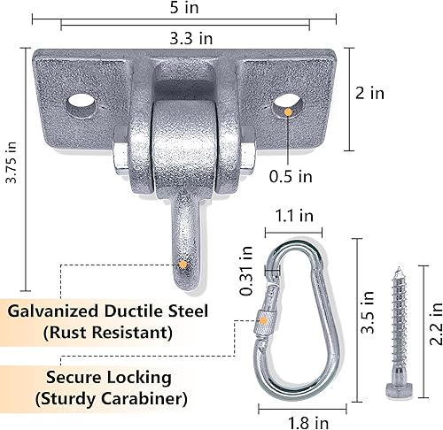 Miniatura 2 de Royal Oak Juego de 2 ganchos de columpio fáciles de colgar, kit de columpio para porche, parque infantil, hamaca, columpio de yoga, soportes