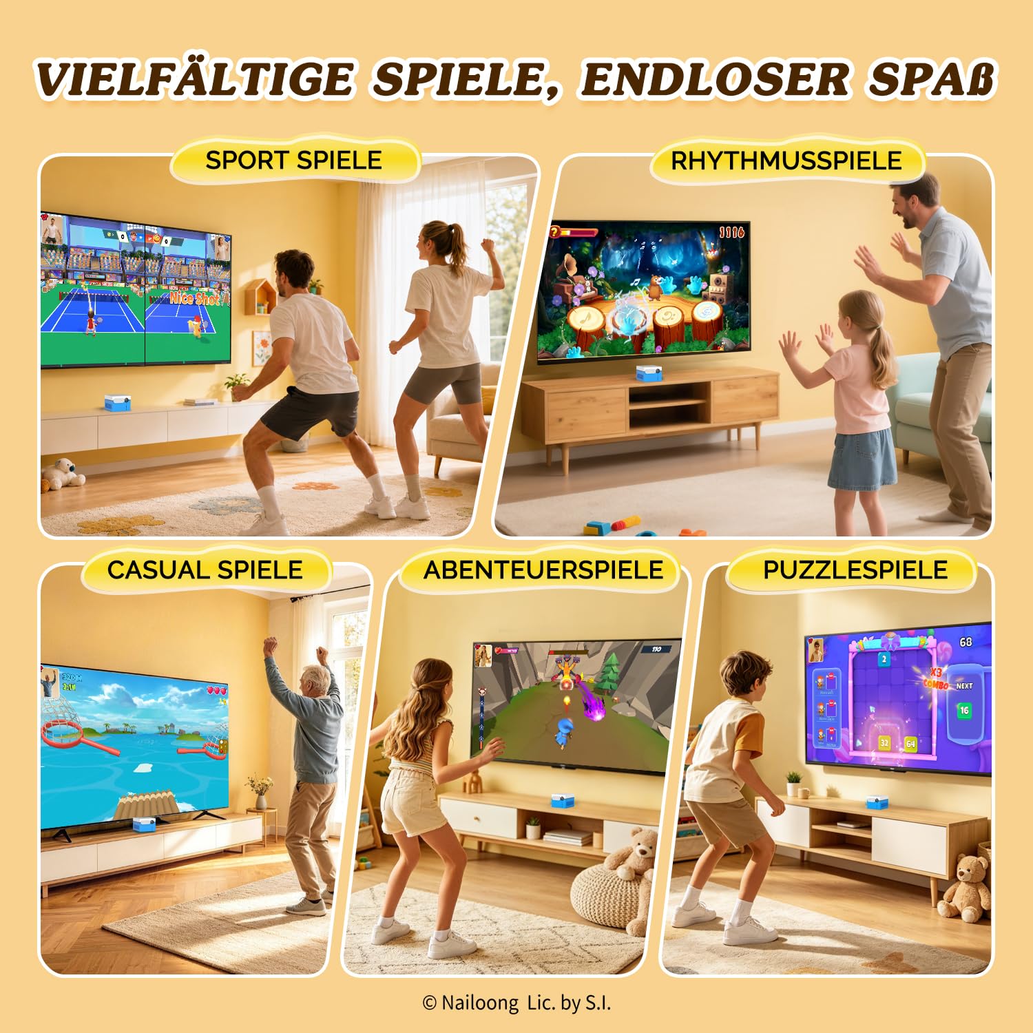 KINHANK MotionX - Spielkonsole für Kinder,Bewegungssensor Videospielkonsole | ohne Controller, Eltern-Kind-Interaktion, Monatliche Updates, Spielzeuggeschenk für Kinder ab 4