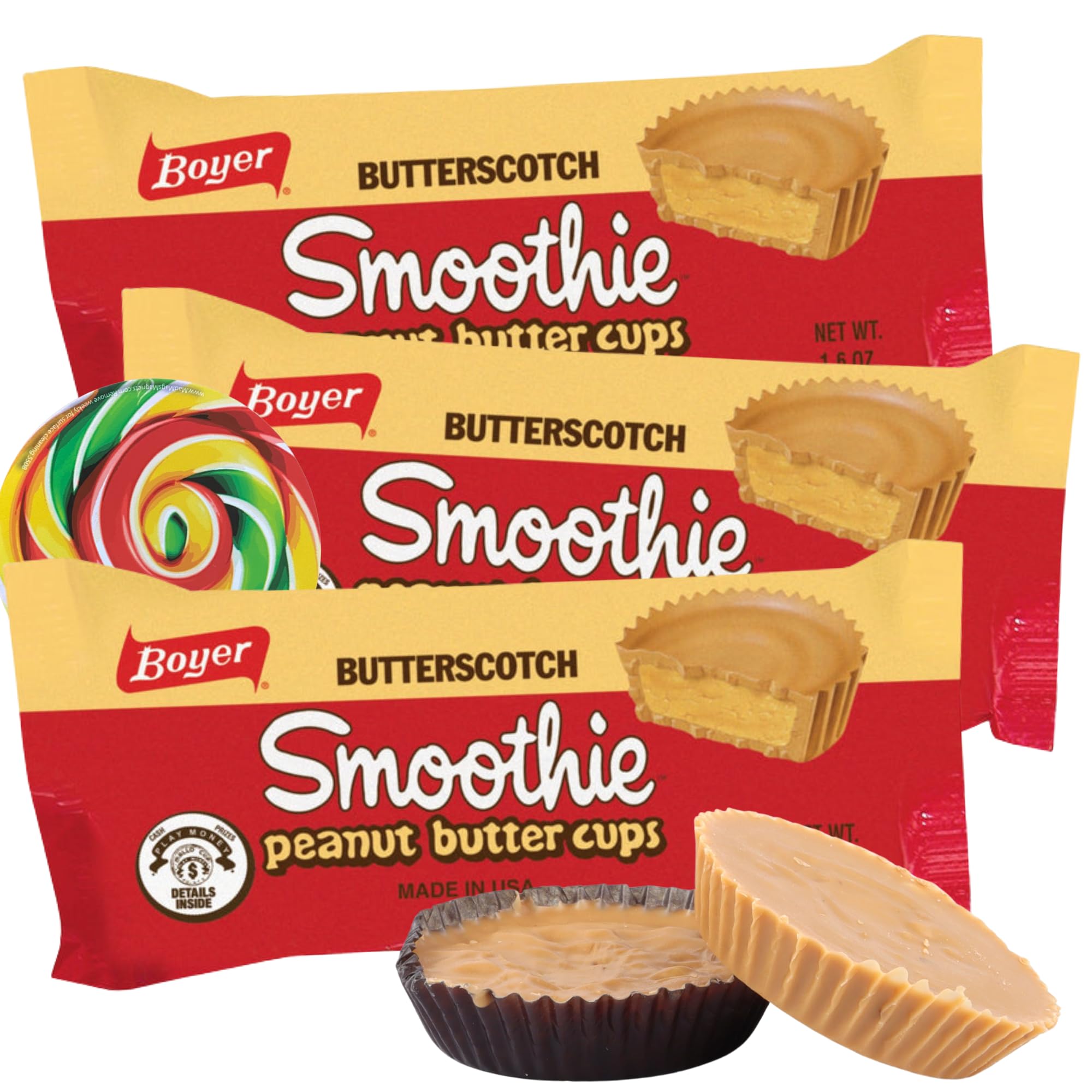 SweetzoBoyer Butterscotch Peanut Butter Cups, Smooth and Creamy Candy, Individually Packaged Treats,1.6 Ounces (Pack of 3)