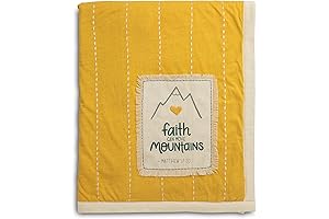 Demdaco Faith Can Move Mountains 31 x 41 Inch Yellow Cotton Baby Nursery Blanket