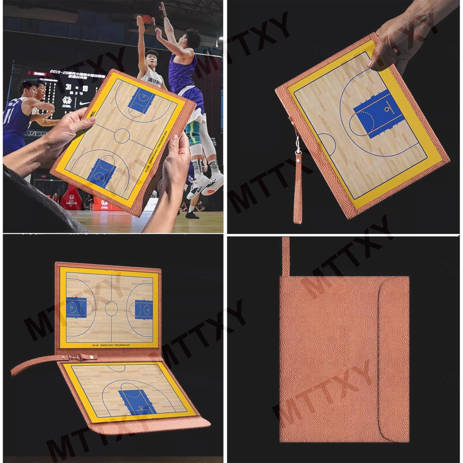 Lavagna tattica da basket per allenatori, 53x32 cm, superficie cancellabile a secco, lavagna a doppia faccia per l'allenamento e le partite, con pennarello magnetico e clip per appunti.