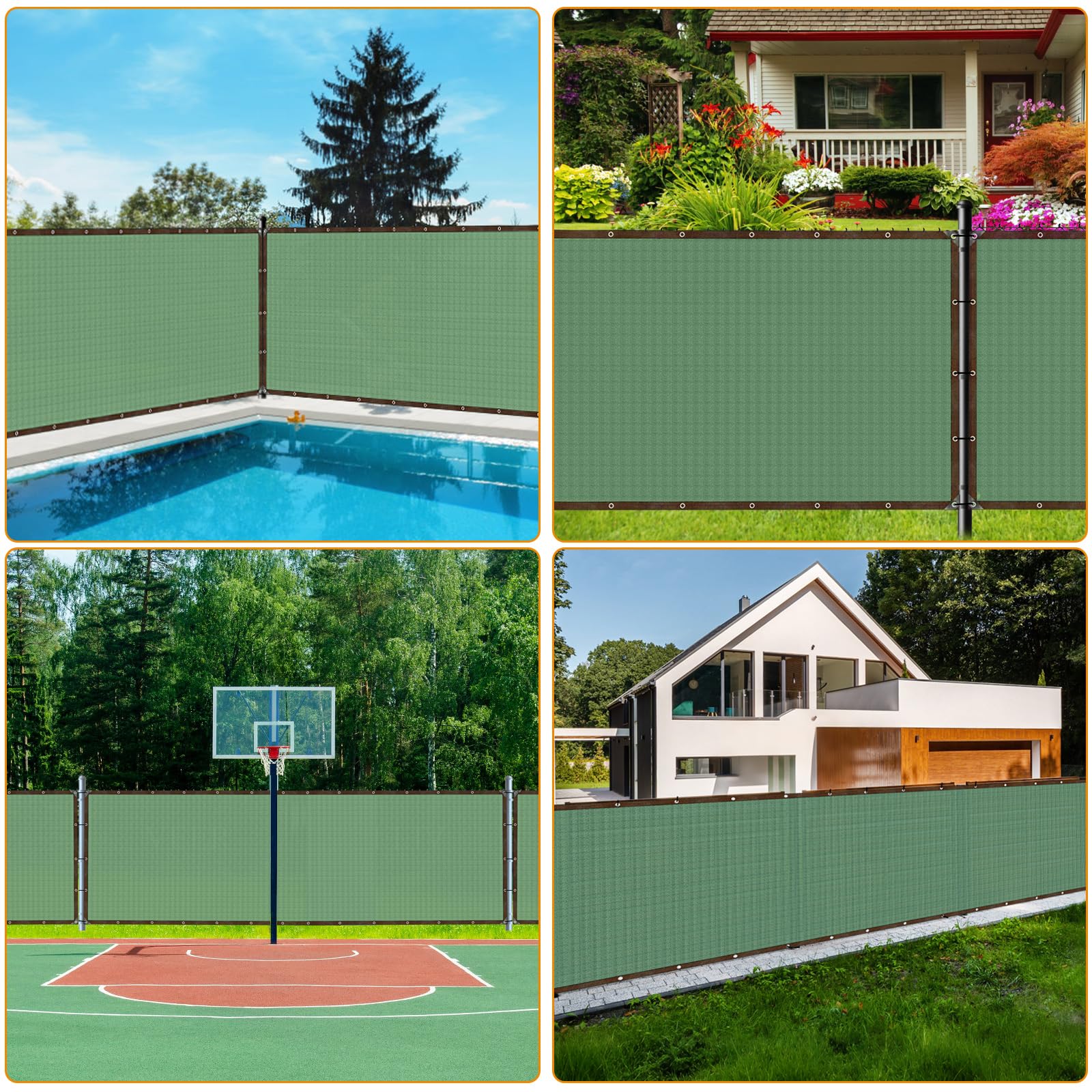 Rete per la privacy, 1,5 m x 10 m, con fori e 100 fascette per cavi, recinzione da giardino e frangivento, 110 g/m², HDPE 85% UV, per la privacy, l'area degli animali domestici e la