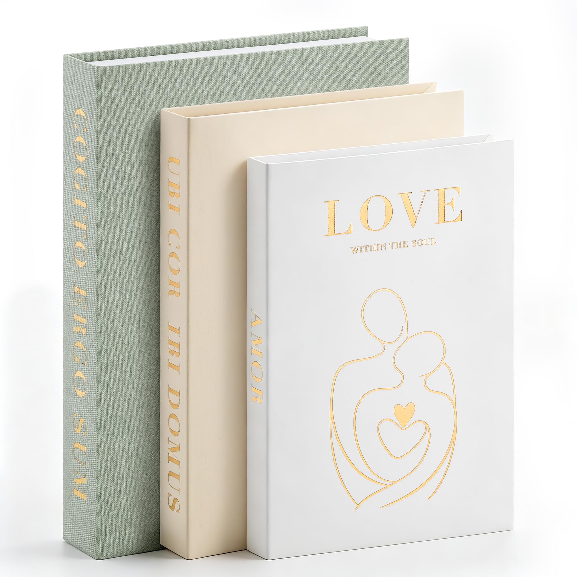 MICHIHOMIE 3 Pack Aesthetic Decorative Books, Linen Faux Decor Books