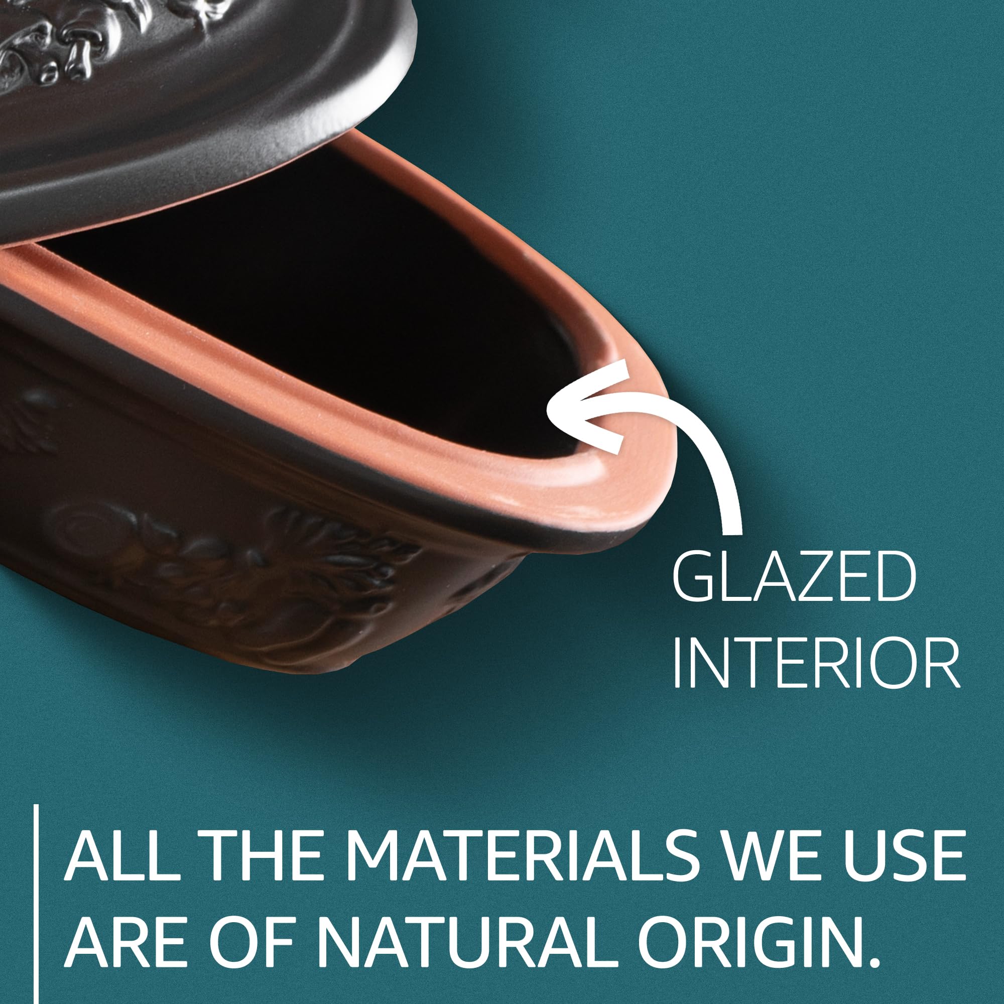 Romertopf Rustico Clay Roaster | Non-Stick Dutch Oven | Healthy Pot Cooking | Clay Baker | Versatile Cooking Vessel - 1.27 Quart (1.2 Liters) for one Person - Black