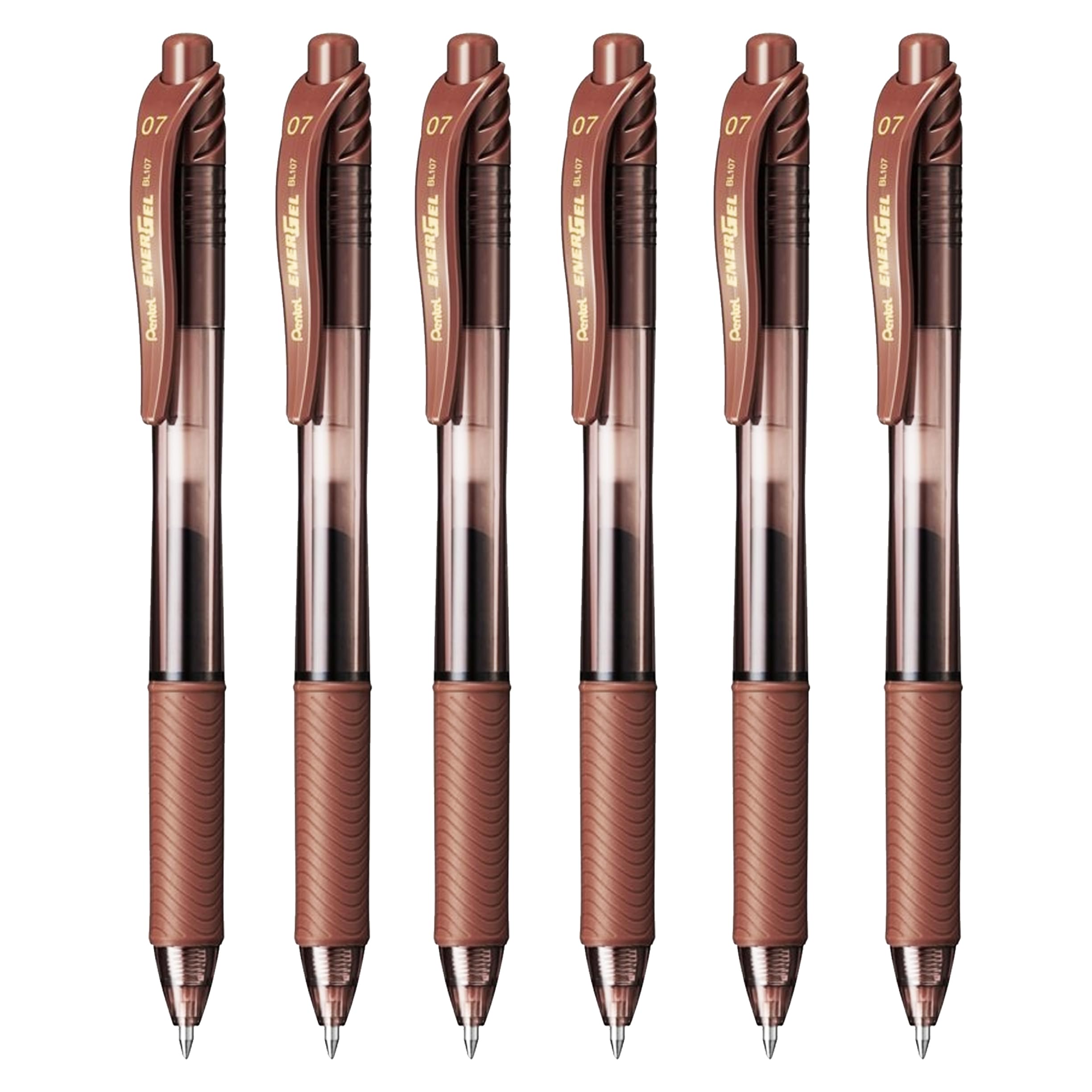 Pentel Energel X BL107 – Penne A Sfera Gel 0,7mm (Confezione Da 6, Colore Marrone)