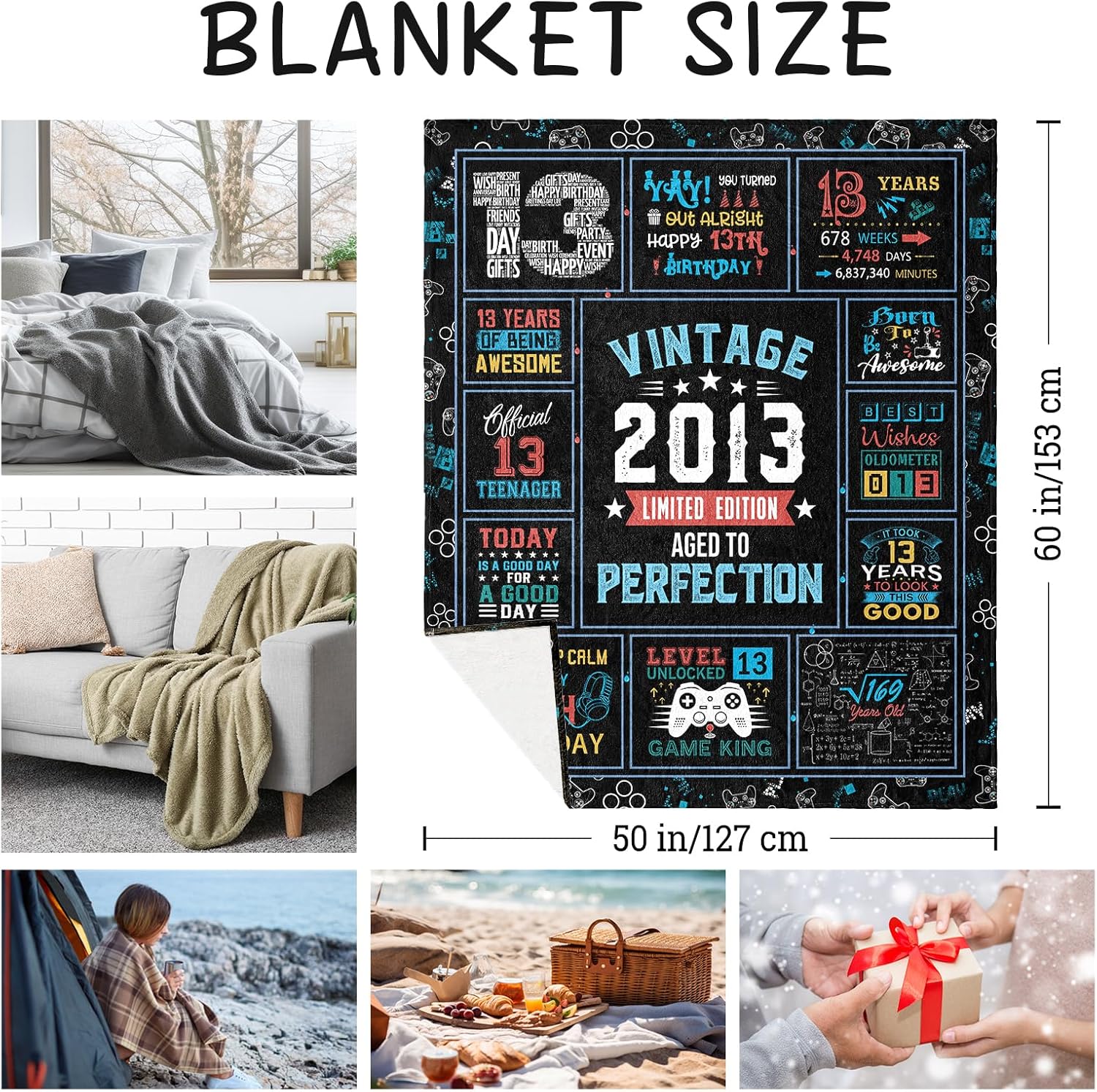 13th Birthday Gifts for Boy, Birthday Gifts for 13 Year Old Boys Blanket 60"X50", 13 Year Old Boy Gifts, 13th Birthday Decorations for Boys Gift Ideas for Son Brother Grandson - Image 7