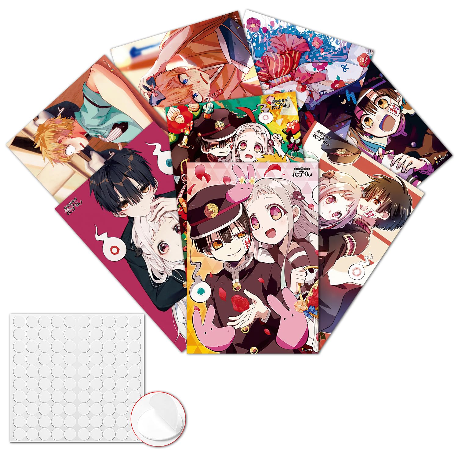 Pounchi Cute Anime Posters (8 Pcs with Glue Dots) 11.2" x 16.5" Cartoon HD Printing Poster Unframed Version for Room Bedroom Club Wall Art Decor for Teens