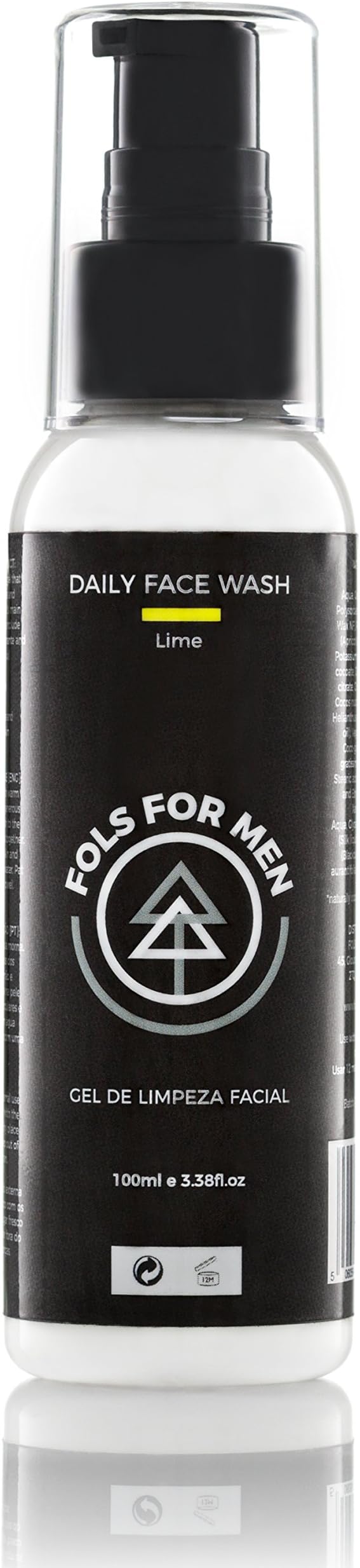 FOLS Moisturising Face Wash for Men | Sensitive Skin and Acne Face Cleanser with Natural and Organic Ingredients, Includes Vitamin C | Lime Scent, 100ml