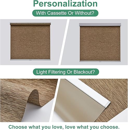 Miniatura 6 de Persianas de tamaño personalizado con cenefa, persianas inalámbricas tejidas naturales, persianas enrollables filtrantes de luz para el hogar,