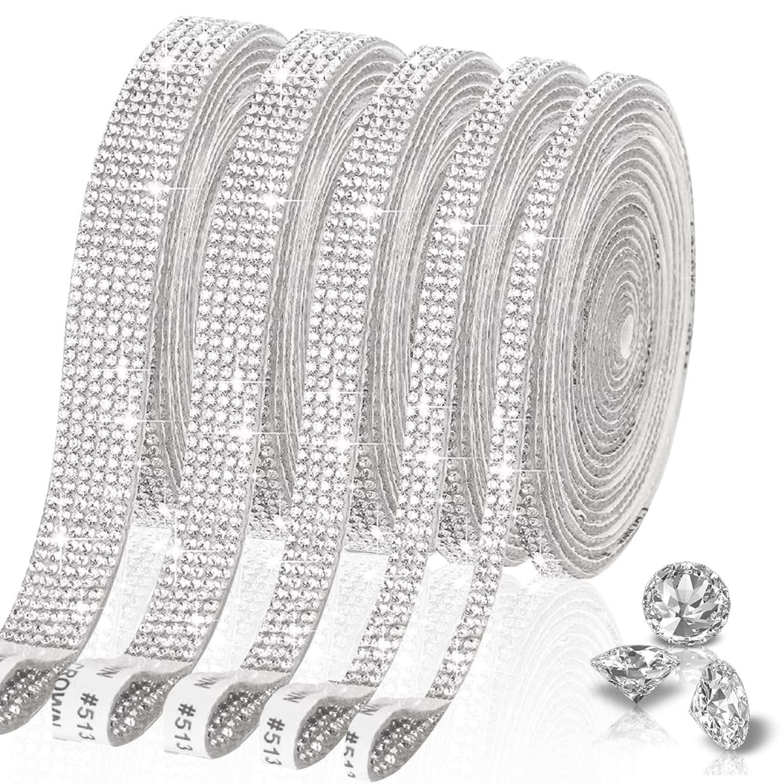5 Rotoli Di Nastro Di Strass Cristallo - Autoadesivo, Larghezza Variabile, Per Decorazioni Fai Da Te, Arti E Mestieri (Misto Bruno)