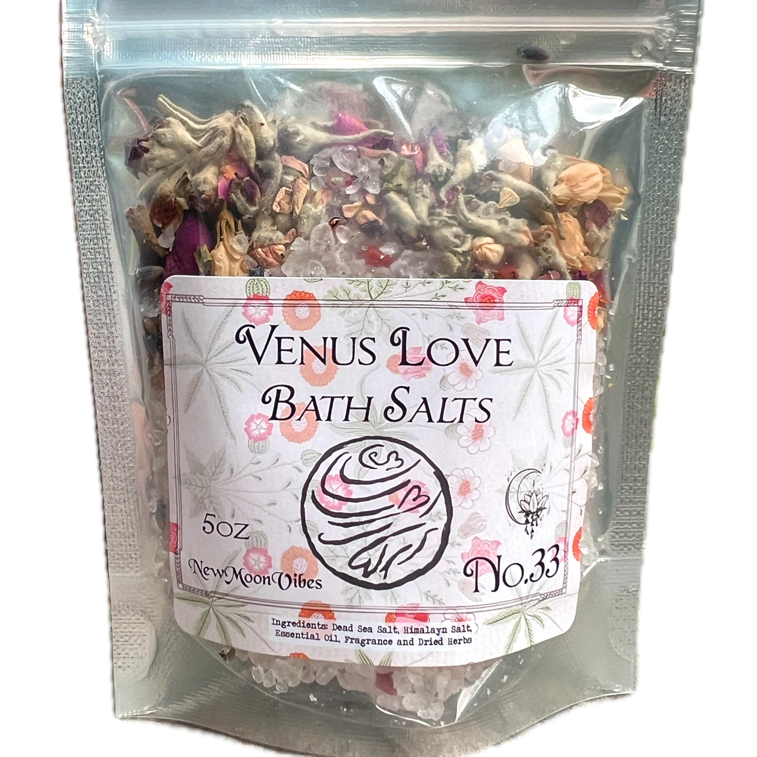 Venus Love Bath Salts Real Herbs Infused with Essential Oils Romance Goddess Passion Desire Attraction Adoration Conjure Rituals Spells Wicca Pagan Hoodoo