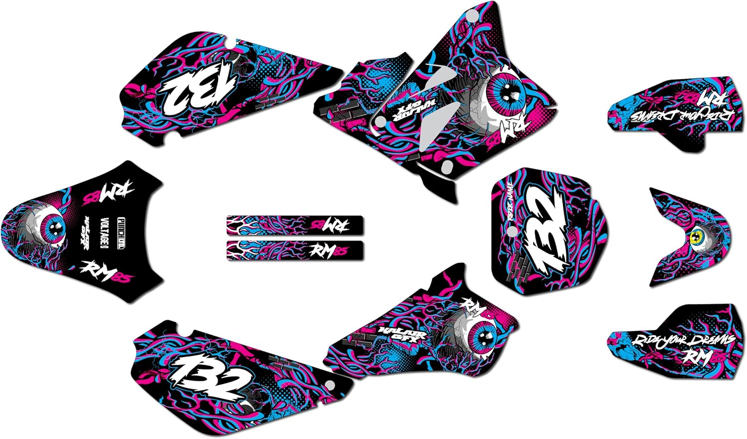 Graphics Kit for Suzuki RM85 (2001+) CORE Series Red 9 Mil - Easy Go - Dirt Pit Bike Motorcycle Stickers, Dirtbike Racing Automotive Decal Motocross Accessories no-Plastics