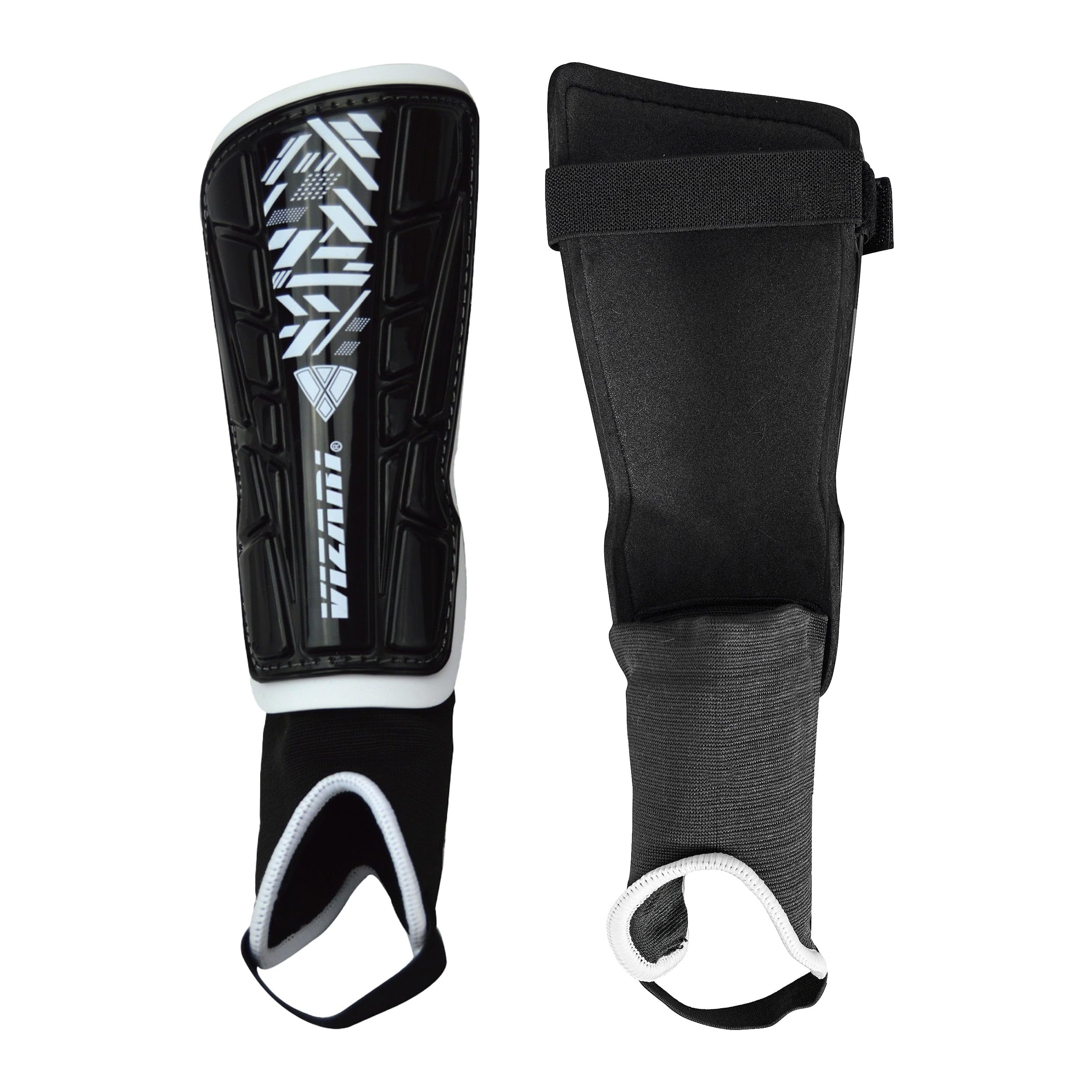 Vizari Malaga Football Shin Pads - Breathable & Lightweight Football Shin Guards - Adults & Kids Shin Pads With Superior Ankle Support - Non-Slip Adjustable Straps Shin Pads For Men and Women