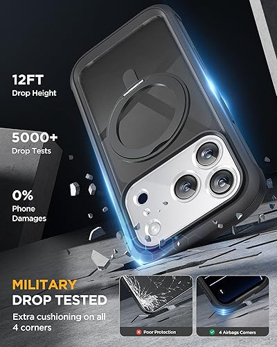 Vista 331 de Miracase - Funda magnética para iPhone 13 Pro Max de 6.7 pulgadas (compatible con MagSafe), transparente, completo, protector de pantalla de vidrio