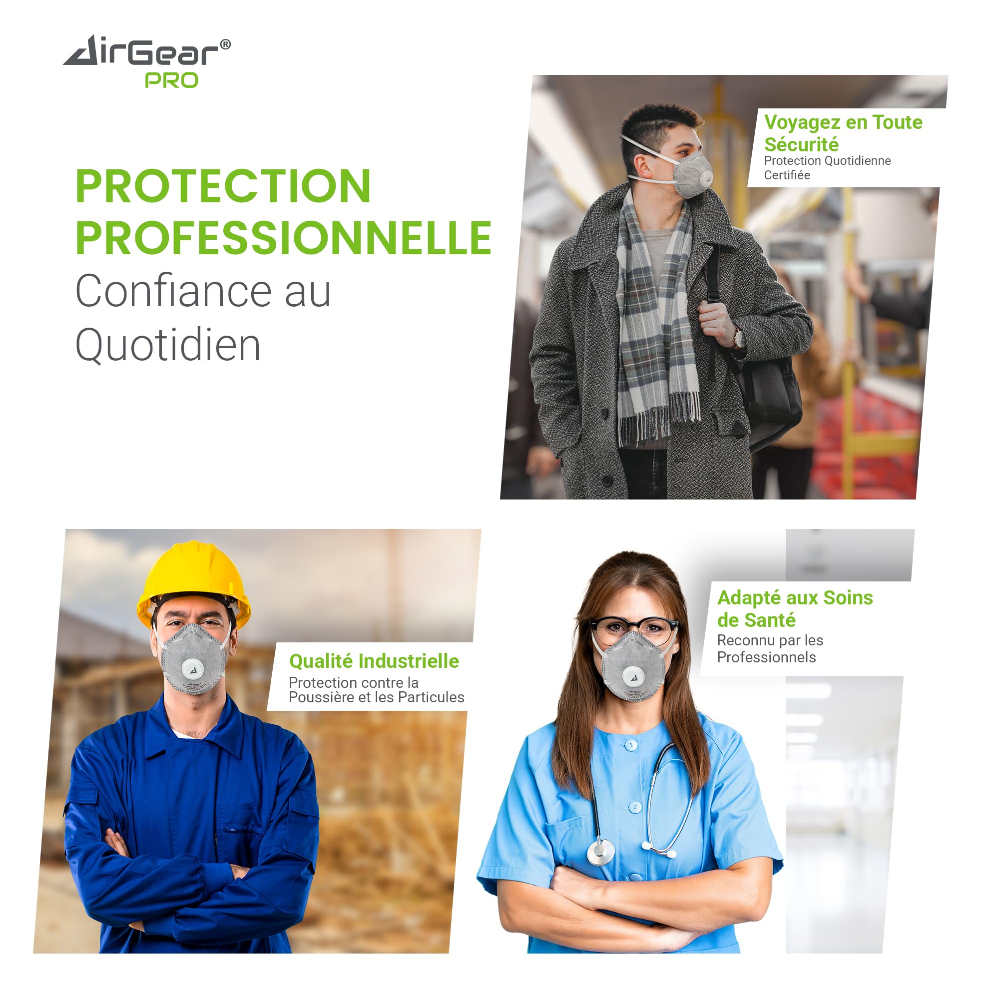 AirGearPro Masque FFP2 avec Valve (Lot de 20) – Masque Anti-Poussière – Protection Respiratoire pour Travaux, Chantier, Bricolage & Produits Chimiques