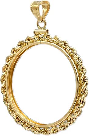 Amazon.com: 14k Yellow Gold Sacagawea Rope Coin Bezel Frame Mount 26 ...
