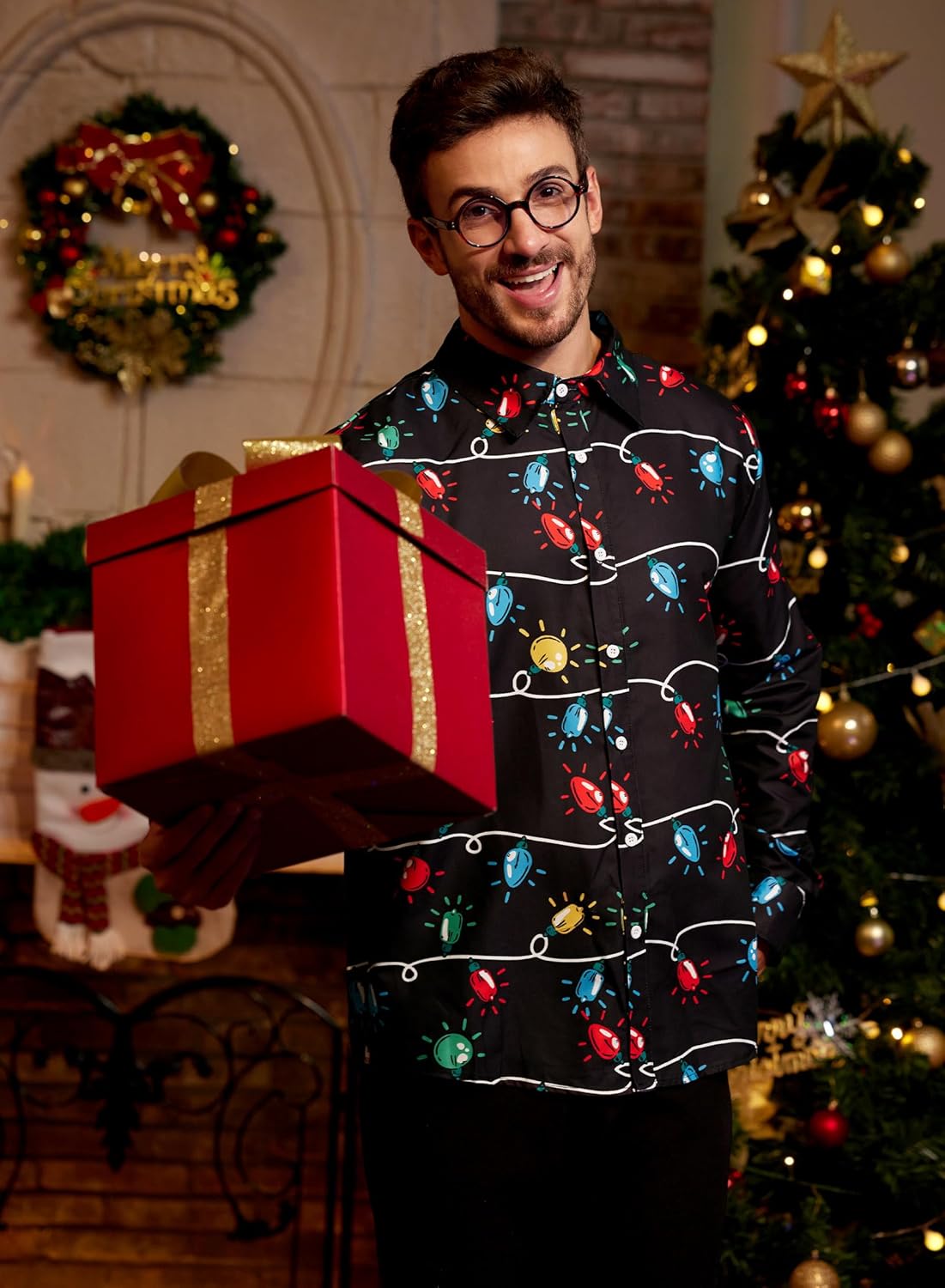 Arvilhill Men's Christmas Shirts Long Sleeve Novelty Xmas Button Shirts (S-3XL) - Image 8