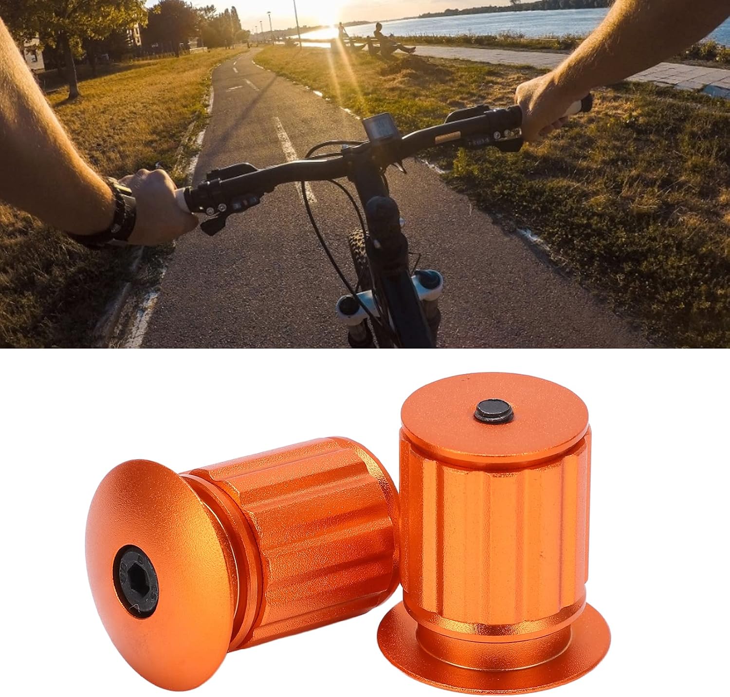 SPYMINNPOO Handlebar Caps, Aluminum Bike Handlebar Plug Handlebar End Caps for Most Road Mountain Bike MTB Fixie(orange) - Image 5
