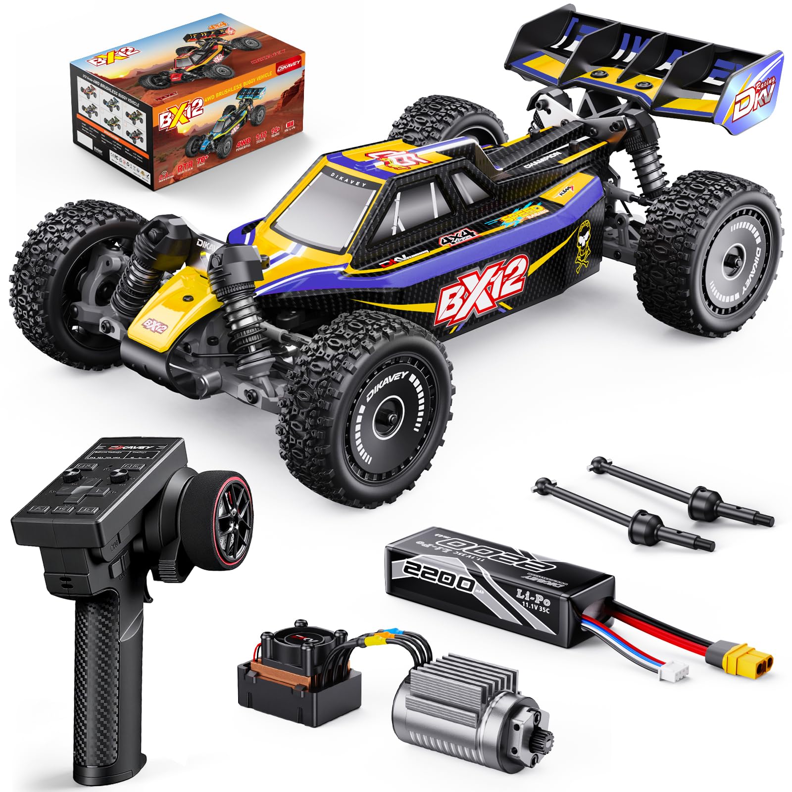 Amazon.com: DIKAVEY 1/12 Brushless RC Cars for Adults,Remote