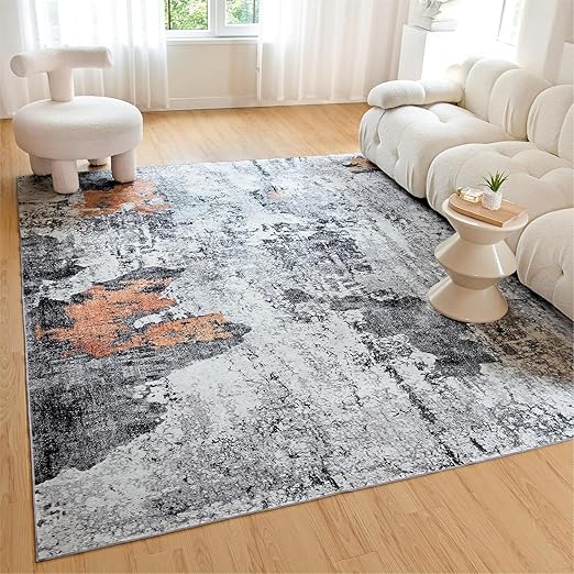 OIGAE Washable Rug 9x12, Abstract Modern Area Rugs with Non