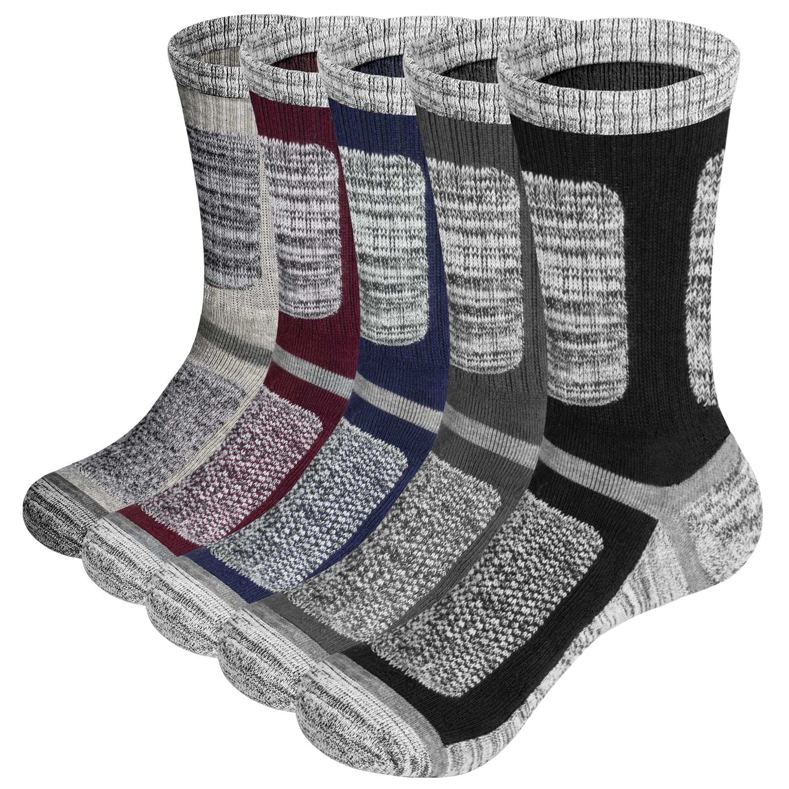 YUEDGEMens Moisture Wicking Work Boot Socks For Men, Breathable Anti-Odor Cotton Thick Outdoor Hiking Athletic Crew Socks