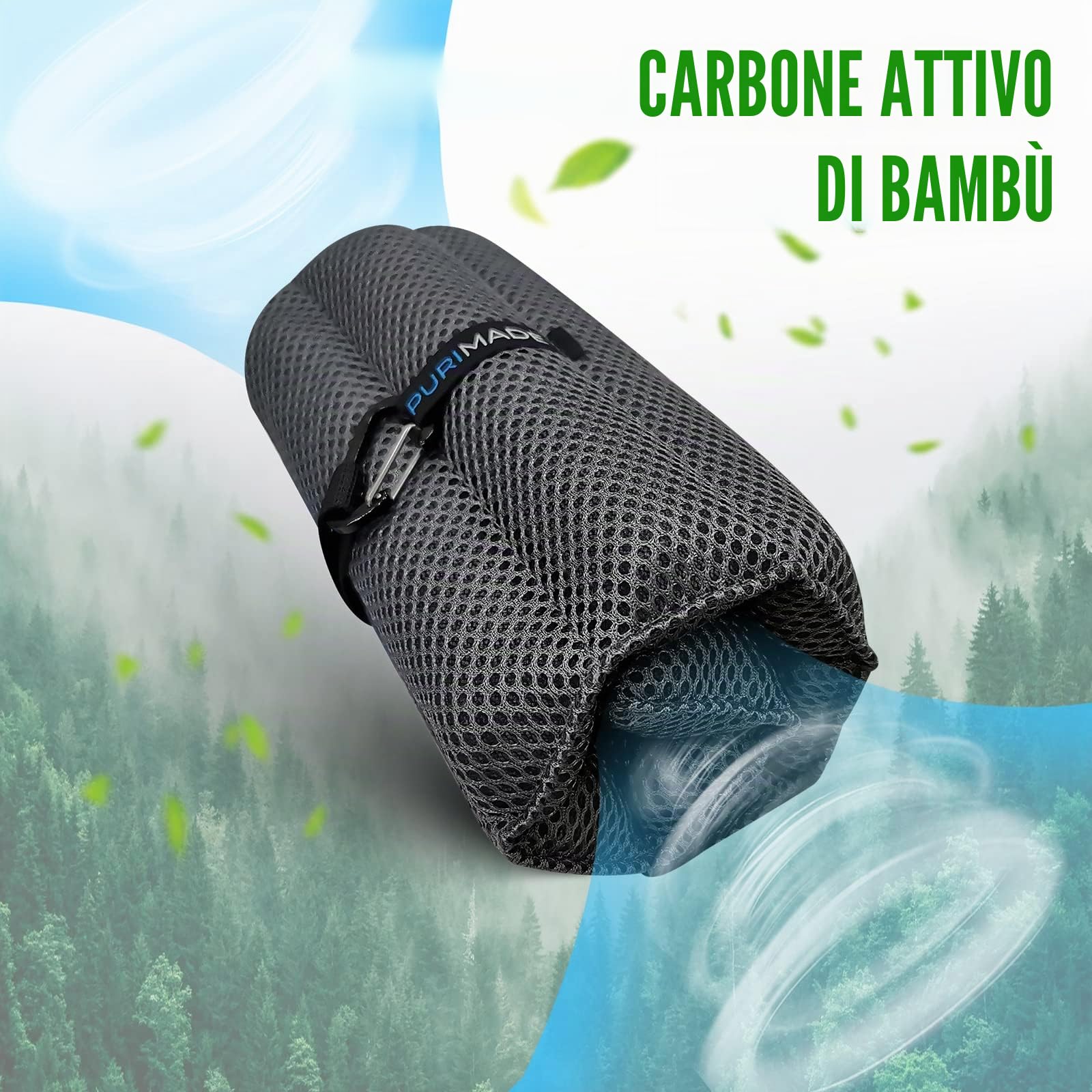 Sacchetti Purificanti Aria con Carbone di Bambù, 300g Deodorizzante Riutilizzabile per Auto, Armadi, Bagni, Spazi Animali - Elimina Odori con Carboni Attivati e Design Modulabile