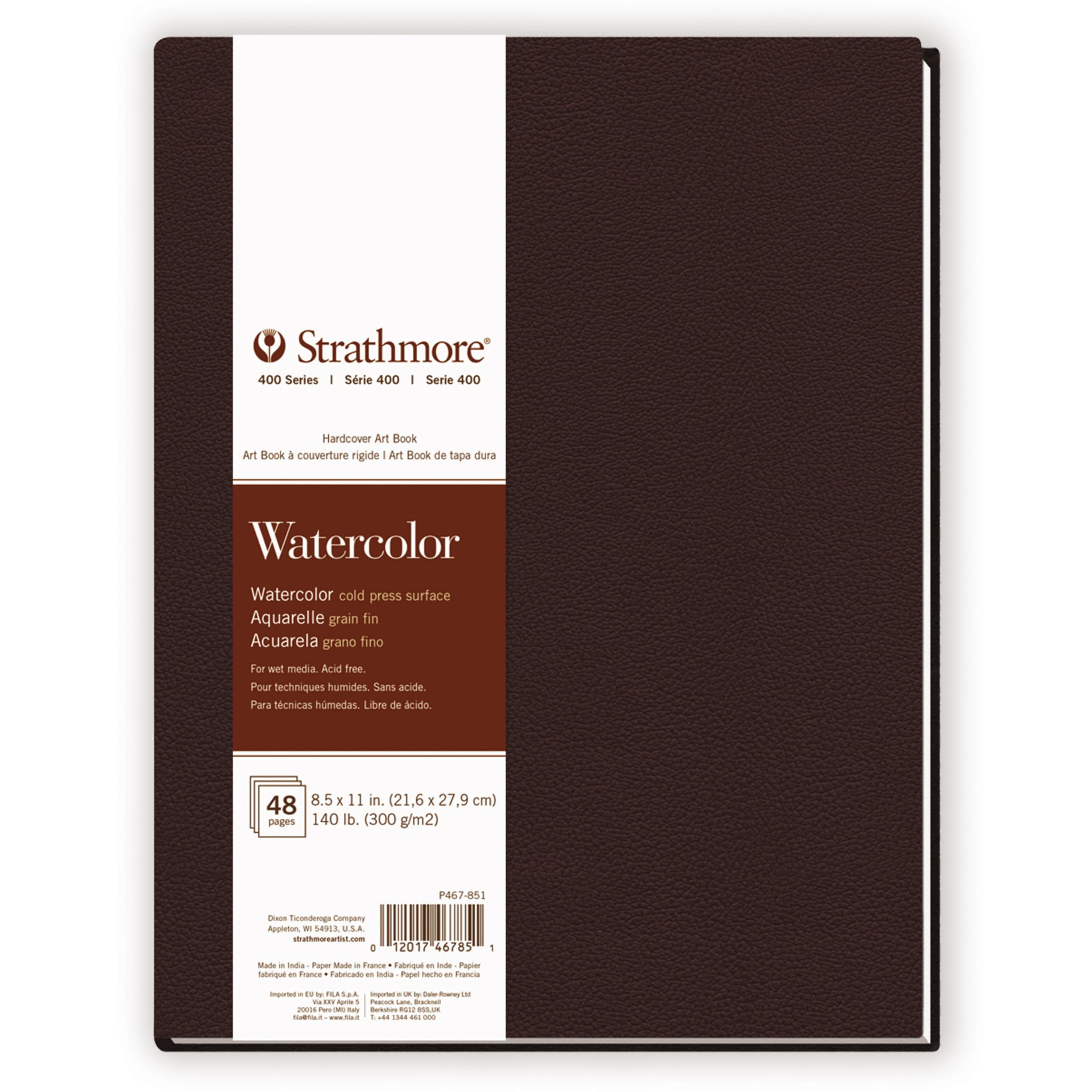 400 Series Watercolor Paper Art Book, Matte Brown Cover, Natural White, Hardbound, 24 She…