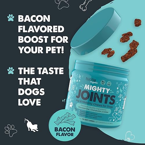 Miniatura 4 de Mighty Paw Waggables Suplemento de apoyo articular para perros (fabricado en Estados Unidos)  Glucosamina para perros Suplemento de cadera y
