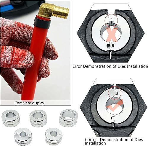 Miniatura 5 de Herramienta hidráulica de prensa de tubería de cobre con troqueles de 12", 34" y 1" para montaje de tubería de cobre y troqueles de 38", 12", 58",