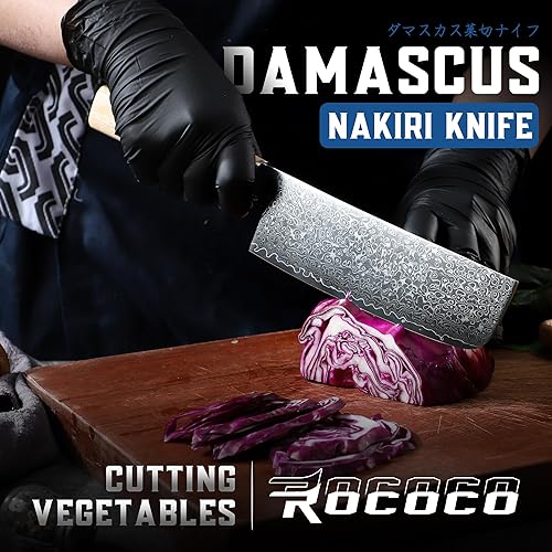 Miniatura 26 de ROCOCO Cuchillo japonés de Damasco – Cuchillos afilados para pelar frutas y carne, para el hogar, cocina, barbacoa, 5.3 pulgadas