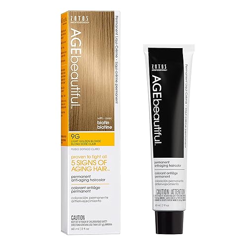 AGE beautiful - Tinte permanente Liqui Creme para cabello, 100% cobertura de canas, antienvejecimiento, biotina para cabello más grueso y abundante,