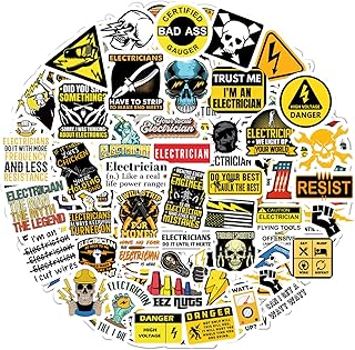 100Pcs Funny Electrician Stickers for Hard Hats, Electrician Hard Hat Stickers and Decals, Funny Electrician Gifts for Men, Gifts for Electrician Men, Electrician Gift Ideas, Electrician Gag Gifts